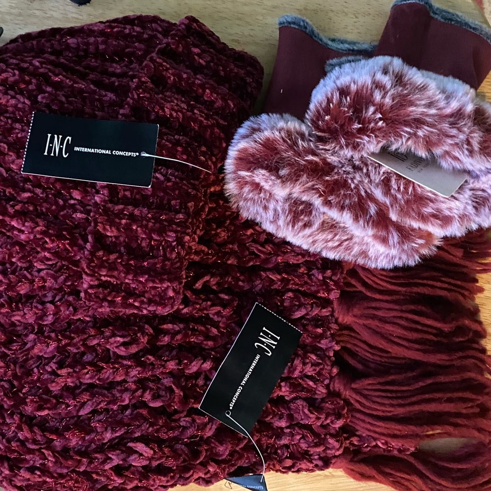 INC Hat and Scarf. And handwarmers.